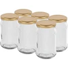 Staklenka TO 300 ml sa zlatnim poklopcem fi 66 - 6 kom. ['staklenka za konzerve', ' staklenka 300 ml', ' staklenka s poklopcem', ' staklenka sa zlatnim poklopcem', ' kuhinjska staklenka', ' staklena staklenka', ' staklenka za sitnice', ' staklenka za džem', ' staklenka za začine', ' staklenka za bilje', ' staklenke s poklopcem', ' male staklenke']