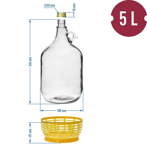 4 x Dama 5L s čepom, ferm. cijev, zatv. i koš. - 10