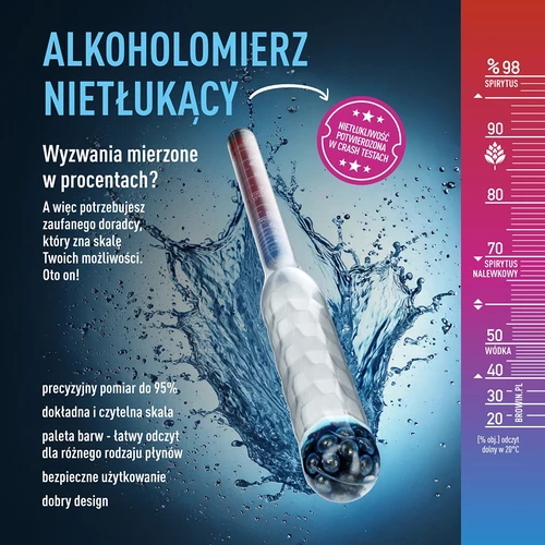 Alkoholometar neprobojni s epruvetom, raspon mjerenja 20-98% - 6