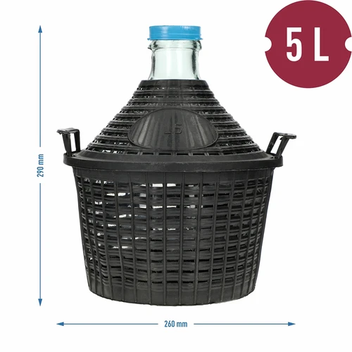 Balon za vino 5L u plastičnoj košari - 6