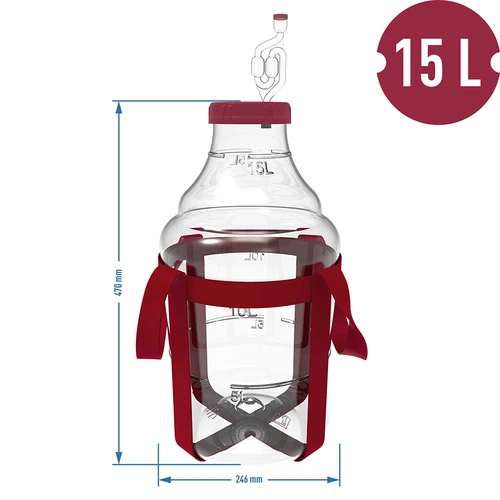 Balon za vino lagan, nelomljiv, s remenima, 15 L - 6