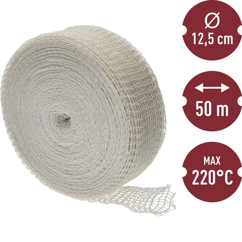 Bijela mrežica za mesne proizvode dimenzija 12,5 cm x 50 m, s toplinskom otpornošću do 220°C - 3