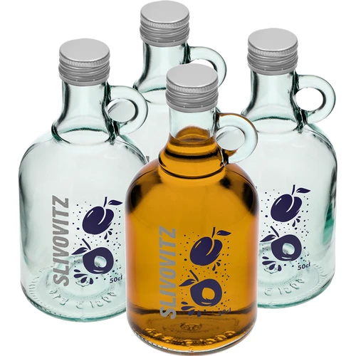 Boca 0,5 L s čepom i dvobojnim tiskom Slivovitz - 4 kom.