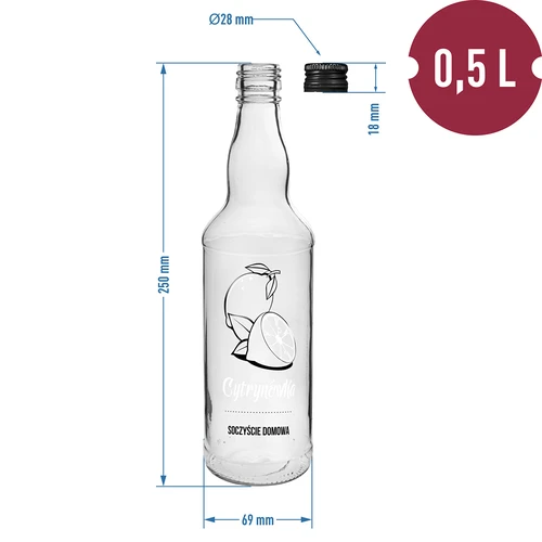 Boca 500 ml s navojnim čepom, tisak „Limunovača”, 1 kom. - 4