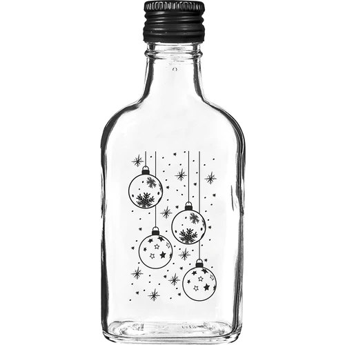 Bočica pljoska 200 ml s navojnim čepom, otisak „Božićne kuglice”, 1 kom.