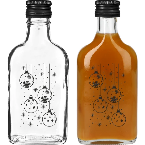 Bočica pljoska 200 ml s navojnim čepom, otisak „Božićne kuglice”, 1 kom. - 2