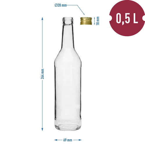 Boca 500 ml za votku ravna s čepovima - 8 kom. - 7