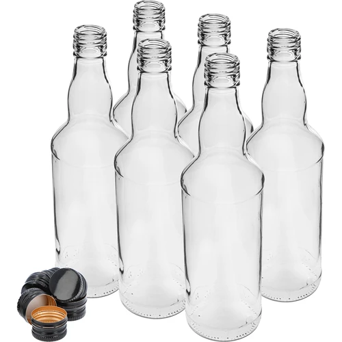 Boca 500 ml za votku, s crnim navojnim čepom, 6 kom. - 2