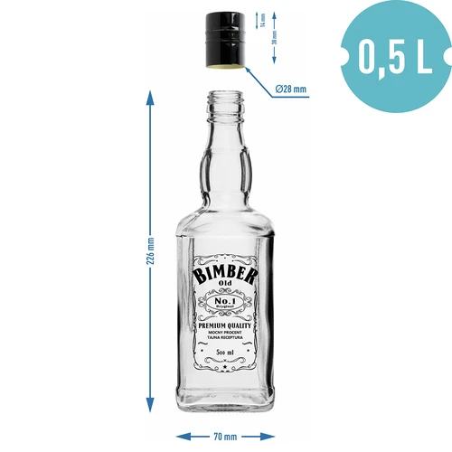 Boca Daniels 500 ml s čepom, natpis „Bimber OLD”, 1 kom. - 6