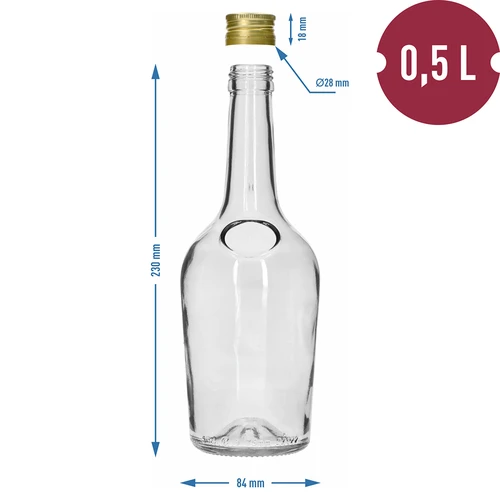 Boca GLORIA 0,5 L, sa zlatnim navojnim čepom fi 28, 1 kom. - 6