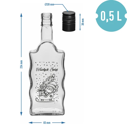 Samostanska boca 500 ml s navojnim čepom, otisak „Djed Božićnjak”, 1 kom. - 5