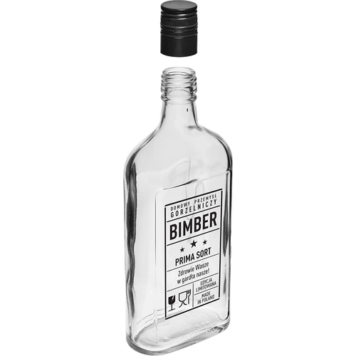 Ploska boca 500 ml s navojnim čepom, tisak "Bimber PRL", 1 kom. - 3