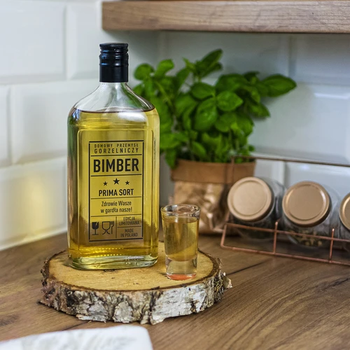 Ploska boca 500 ml s navojnim čepom, tisak "Bimber PRL", 1 kom. - 6