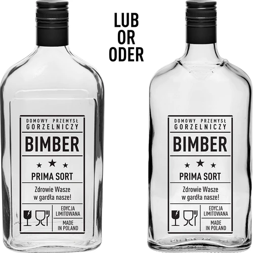 Ploska boca 500 ml s navojnim čepom, tisak "Bimber PRL", 1 kom. - 2