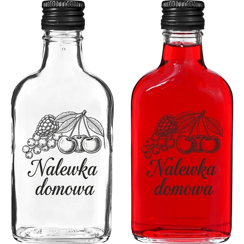 Bočica ploska 200 ml s navojnim čepom, otisak „Nalewka domowa”, 1 kom.