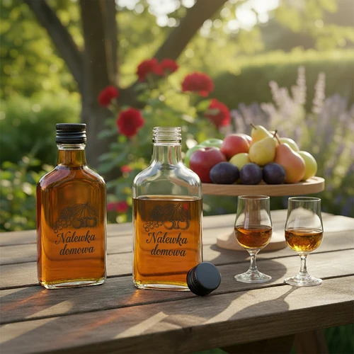 Bočica ploska 200 ml s navojnim čepom, otisak „Nalewka domowa”, 1 kom. - 5