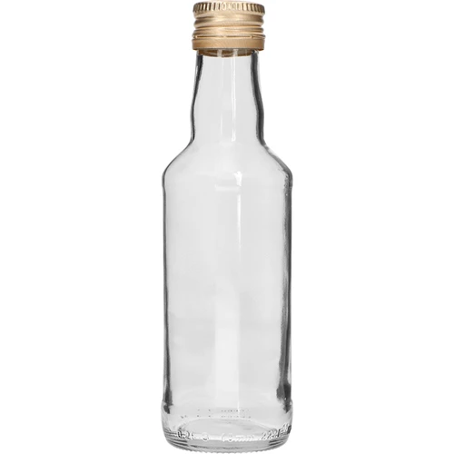 Klasična boca za žestice 200 ml, sa zlatnim navojnim čepom fi 28, 1 kom.