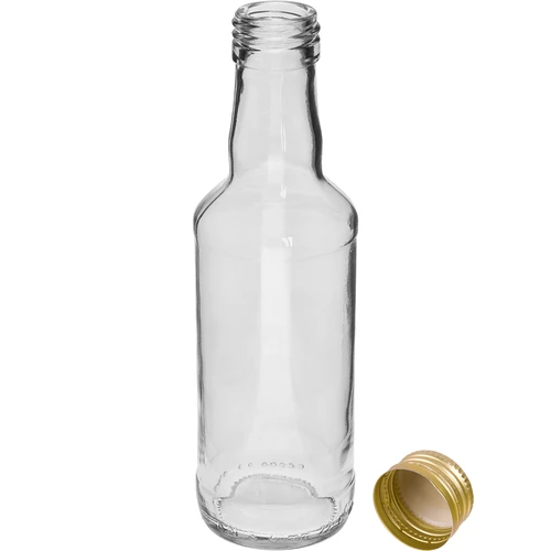 Klasična boca za žestice 200 ml, sa zlatnim navojnim čepom fi 28, 1 kom. - 2