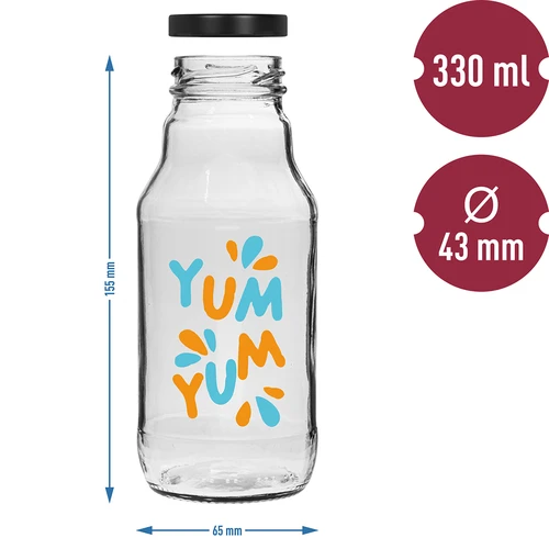 Bočica twist off 330 ml s čepom fi43 i šarenim tiskom - 6 kom. - 6