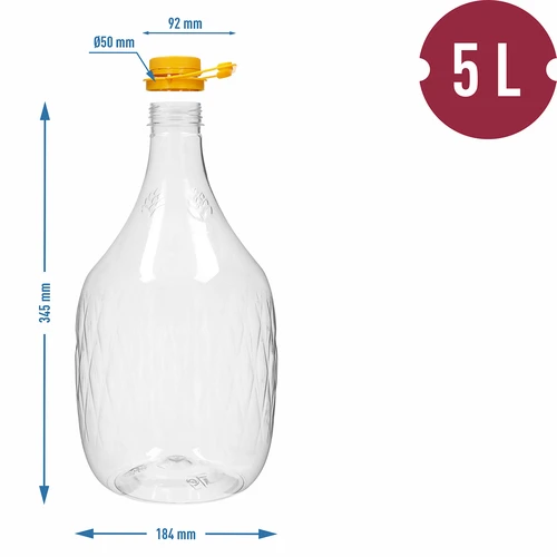 Damižana Dama 5 L PET, s navojnim čepom i ručkom - 4