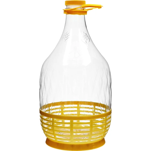 Demižon Dama 5 L PET, s navojnim čepom, ručkom i košaricom