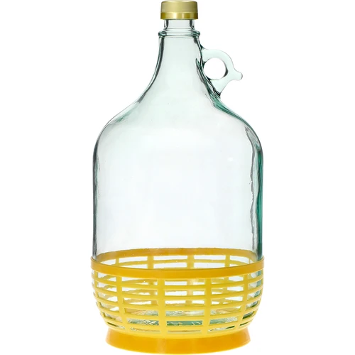 Demižon Dama 5 L s čepom i plastičnom košarom