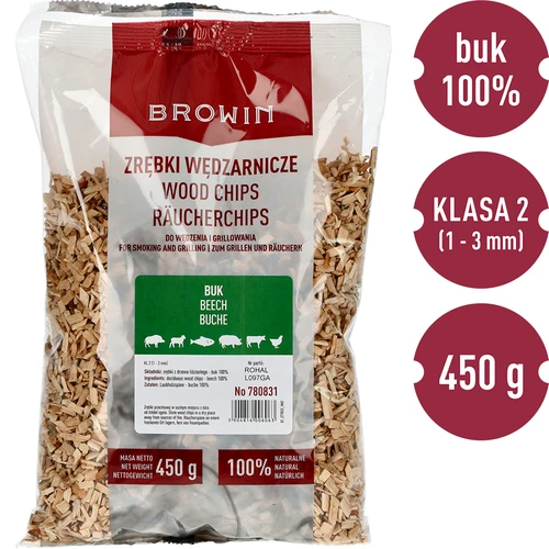 Drvene sječke za dimljenje/roštiljanje, bukva, 450 g, kl. 2 - 3