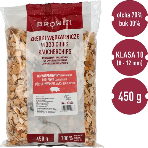 Drvni čips za dimljenje i roštilj svinjetine – mješavina (70% joha, 30% bukva), 450 g, klasa 10 - 3