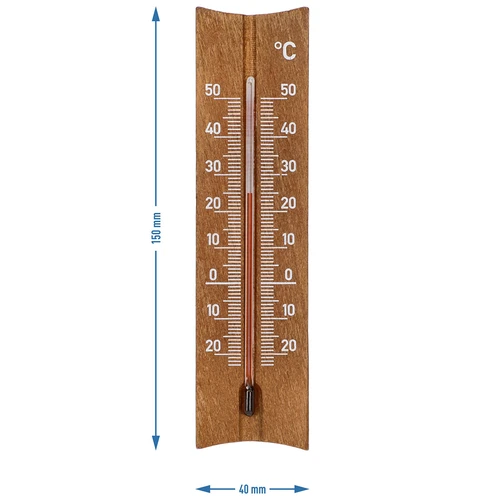 Drveni sobni termometar (-20 do +50°C), tamno smeđi, 15cm - 5