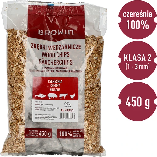 Drvna sječka za dimljenje/roštilj, trešnja, 450 g, kl. 2 - 3
