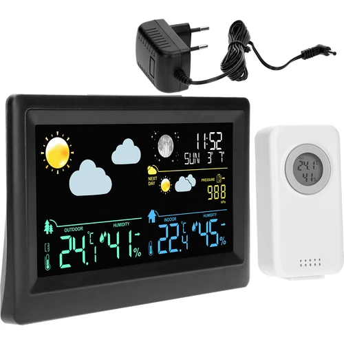 Elektronička meteorološka stanica – bežična, sa senzorom, crna