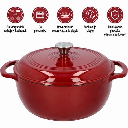 Emajlirani lijevani lonac - bordo, 5,8L - 5
