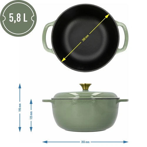 Emajlirani lijevani lonac - kadulja, 5,8L - 4