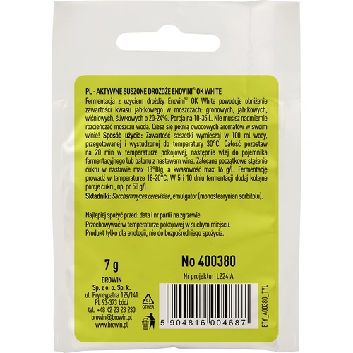 Enovini® OK WHITE - vinski kvasac za smanjenje kiselosti 7 g - 2