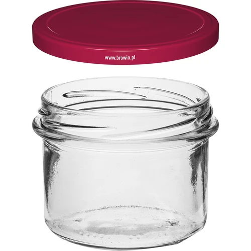 Jednostavna staklenka 235 ml (fi82) s bordo poklopcem 6 kom. - 3