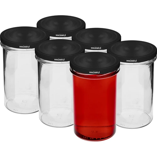 Jednostavna staklenka 545ml (fi 82) - s crnim poklopcem, 6 kom. - 2