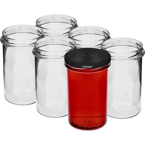 Jednostavna staklenka 545ml (fi 82) - s crnim poklopcem, 6 kom. - 3
