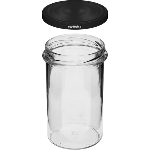 Jednostavna staklenka 545ml (fi 82) - s crnim poklopcem, 6 kom. - 4