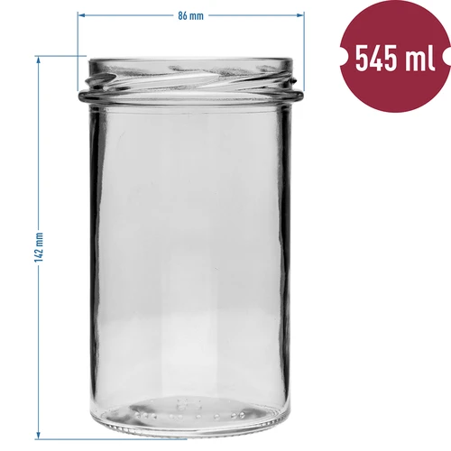 Jednostavna staklenka 545ml (fi 82) - s crnim poklopcem, 6 kom. - 6
