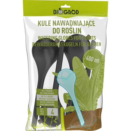 Kugle za navodnjavanje biljaka, crne mat, s čepom, 400ml, 4 kom. - 4
