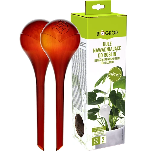Kugle za navodnjavanje biljaka, jantarne prozirne, 400 ml, 2 kom. - 3