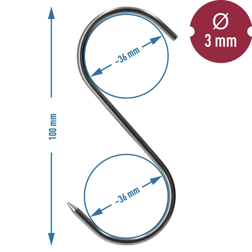 Kuke za dimljenje - S, naoštrene, 3 mm x 100 mm, 5 kom. - 6