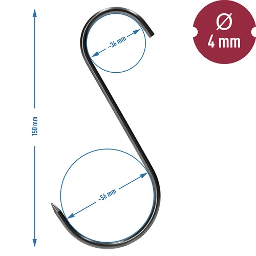 Kuke za dimljenje – S, naoštrene 4 mm x 150 mm, 15 kom. - 6