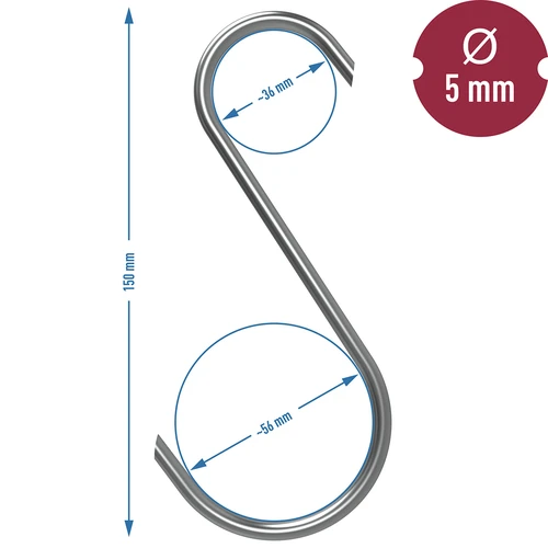 Kuke za dimljenje - S, rezane pod 45°, 5 mm x 150 mm, 5 kom. - 7