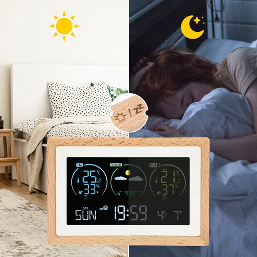 Meteorološka stanica (RCC,DCF) - elektronička, bežična, osvijetljena, senzor, bijela - 13