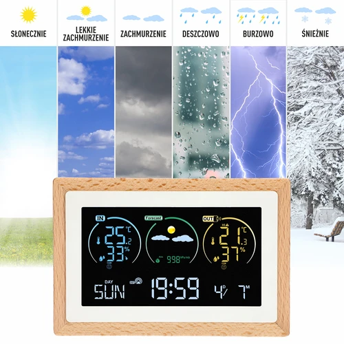 Meteorološka stanica (RCC,DCF) - elektronička, bežična, osvijetljena, senzor, bijela - 10