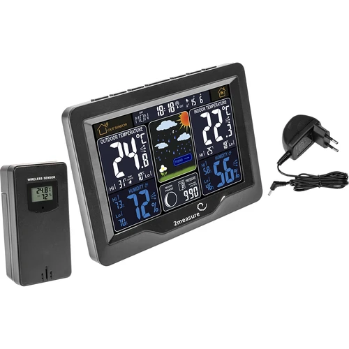 Meteorološka stanica RCC, DCF – elektronička, osvijetljena, bežična, senzor, crna