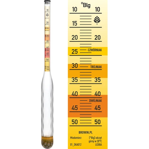 Nelomljiv areometar za medovinu s epruvetom, raspon mjerenja 10-50°Blg - 4