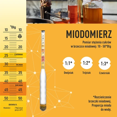 Nelomljiv areometar za medovinu s epruvetom, raspon mjerenja 10-50°Blg - 6