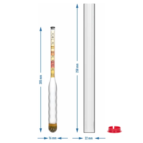 Nelomljiv areometar za medovinu s epruvetom, raspon mjerenja 10-50°Blg - 5